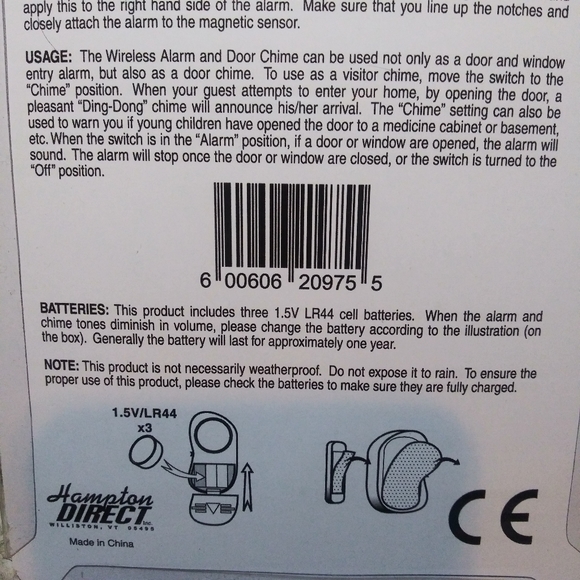Hampton Direct Wireless Alarm & Door Chime - Picture 4 of 5